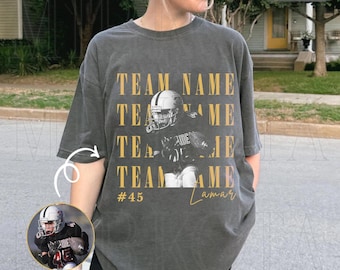 Custom Photo Football Shirt, Football Team Name and Number T-Shirt, Football Player Shirt, Football Mom Shirt, Custom Team Photo Shirt