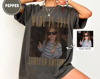 Personalised Vintage Photo And Year Shirt, Custom Photo Birthday Shirt, Vintage 40th Birthday Shirt, 30th Birthday Gift, 40th Birthday Gift