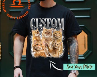 Custom Photo Bootleg T-Shirt: 90s Retro Birthday Gift