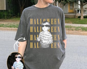Custom Photo Halloween Family Matching Shirt, Personalized Halloween Shirt, Custom Halloween Text Tee, Custom Halloween Gift
