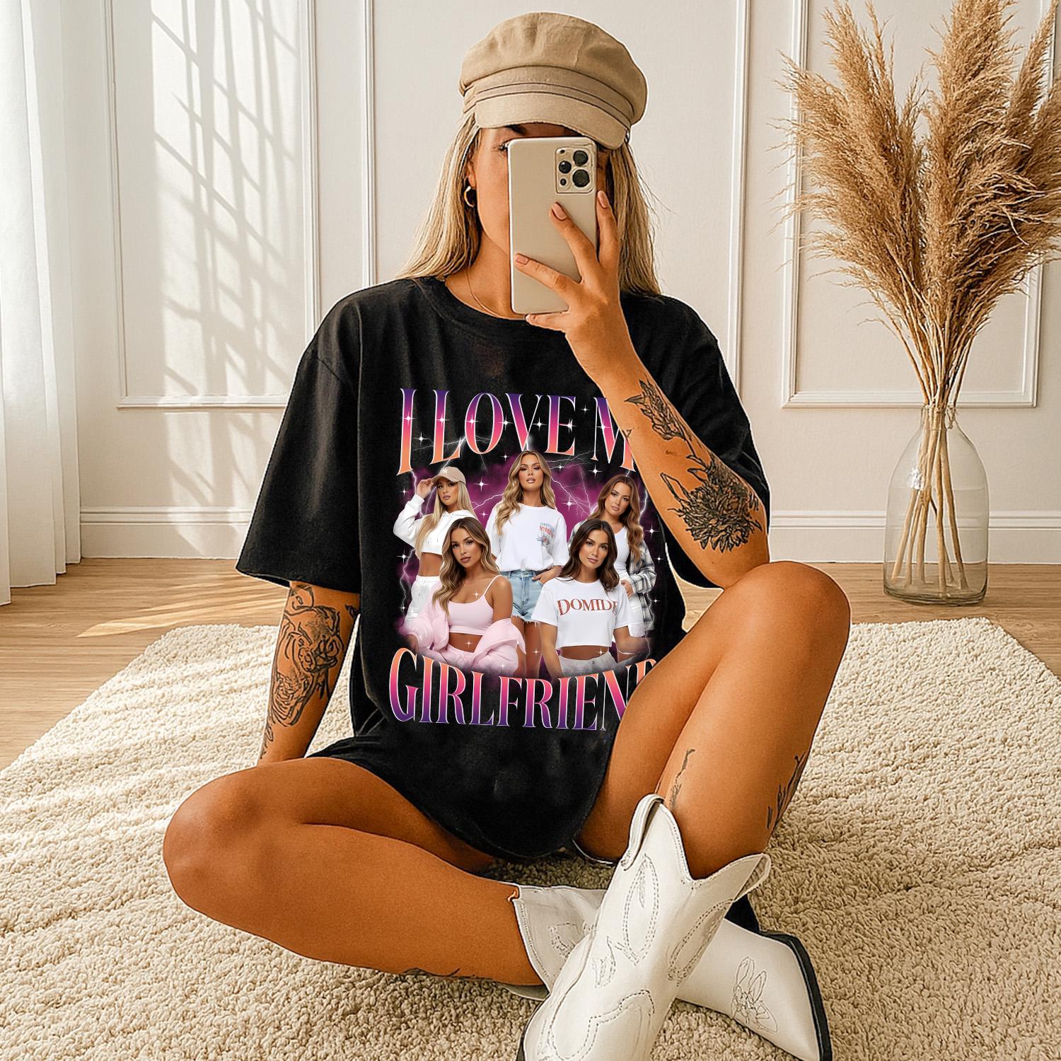 Discover Custom I Love My Girlfriend Shirt, Girlfriend Bootleg Shirt, I Love My Fiance Shirt