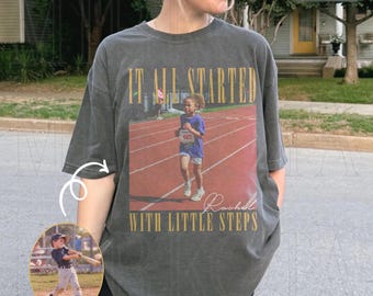 Custom Vintage Photo Runner Shirt, Marathon Crew Shirt, All Started With Little Steps, Marathon Support Shirt, Matching Race Day Shirts