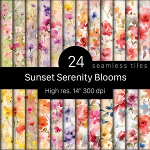 Sunset Serenity Blooms, papier peint botanique, cartes de correspondance DYI