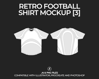 Retro Football Soccer Jersey v3 Vector Mockup Streetwear and Fashion Tech Pack Illustrator Technical Drawing Template Design - Digital File