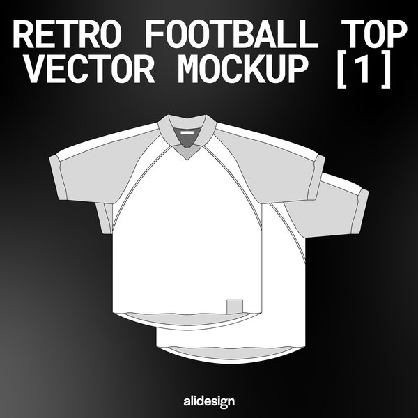 Retro Football Soccer Jersey Vector Mockup Streetwear and Fashion Tech Pack Illustrator Technical Drawing Template Design - Digital File
