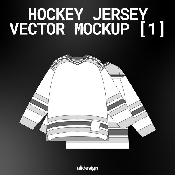 Retro Hockey Jersey Shirt Vector Mockup Streetwear and Fashion Tech Pack Illustrator Technical Drawing Template Design - Digital File