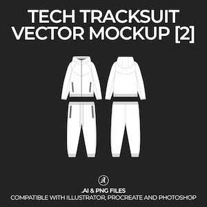 Tech Fleece Tracksuit Vector Mockup: Fashion Tech Pack (Digital File)