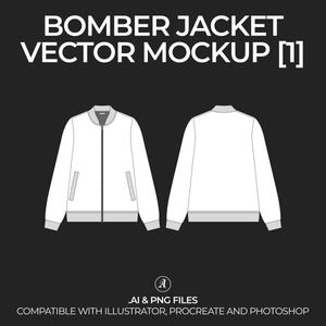 Streetwear Bomber Jacket Vector Mockup: Tech Pack Template (Digital File)