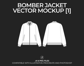 Streetwear Bomberjacke Vektor Mockup Streetwear und Fashion Tech Pack Illustrator Technische Zeichnung Template Design - Digitale Datei