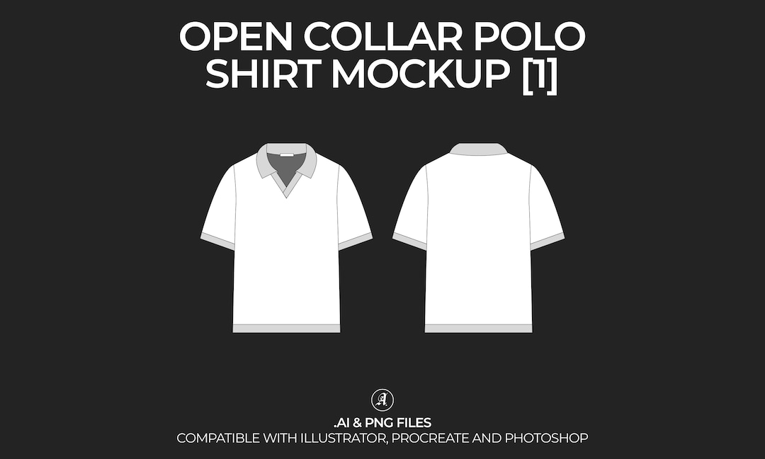 Open Collar Polo Shirt Vector Mockup: Fashion Tech Pack (digital