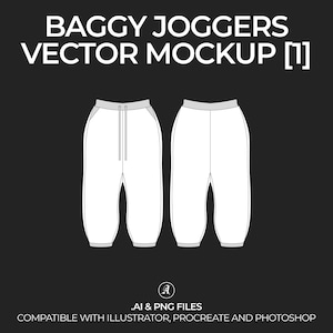 Baggy Joggers Vector Mockup: Streetwear Tech Pack (Digital File)