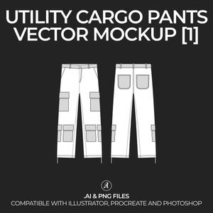 Cargo Trouser Pants Vector Mockup: Streetwear Tech Pack (Digital File)