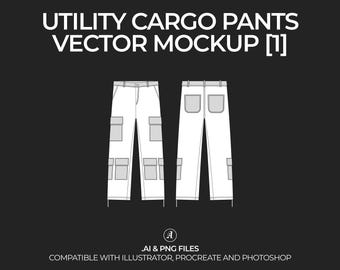 Cargo Trouser Pants Vector Mockup: Streetwear Tech Pack (Digital File)