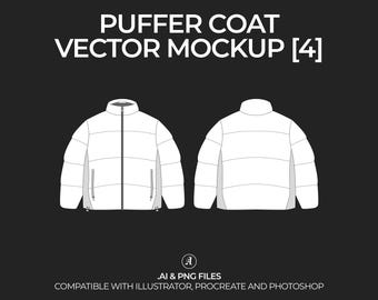 Puffer Coat Vector Mockup: Fashion Tech Pack (Digital File)