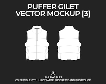 Puffer Gilet Vector Mockup: Fashion Tech Pack (Digital File)