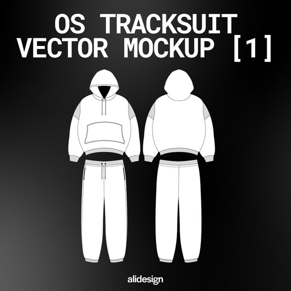 Streetwear Tracksuit Vector Mockup Streetwear and Fashion Tech Pack Illustrator Technical Drawing Template Design - Digital File