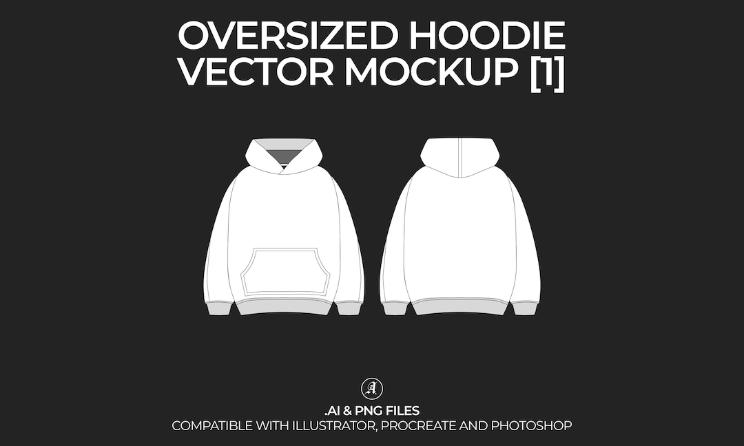 Oversized Hoodie Vector Mockup Streetwear and Fashion Tech Pack Illustrator Procreate Technical Drawing Template Design Digital File Etsy