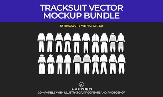 Tracksuit Vector Mockup Pack: Streetwear Clothing Template (AI & PNG)