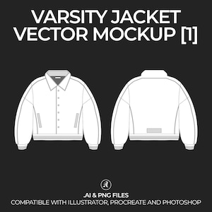 Streetwear Varsity Harrington Jacket Vector Mockup Streetwear et Fashion Tech Pack Illustrator modèle de conception de dessin - fichier numérique