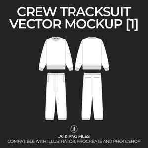 Crewneck Tracksuit Vector Mockup: Streetwear Tech Pack (Digital File)