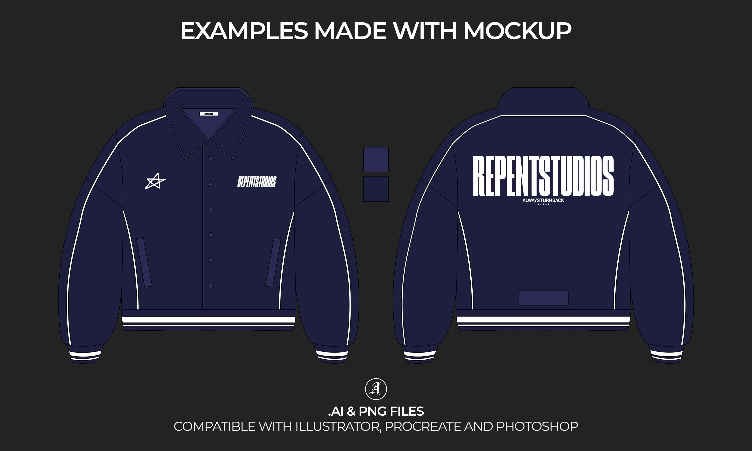 Streetwear Varsity Harrington Jacket Vector Mockup Streetwear and Fashion Tech Pack Illustrator Drawing Template Design Digital File Etsy