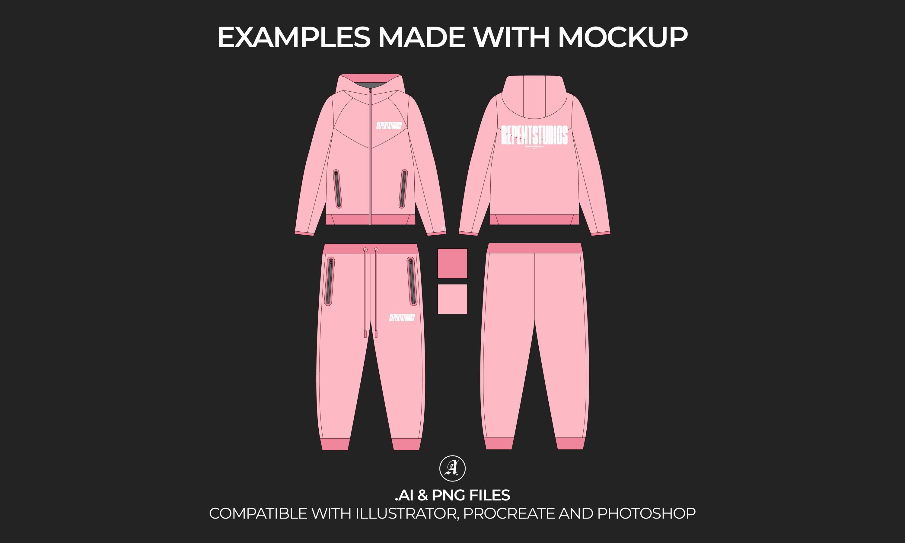 Tech Fleece Tracksuit Vector Mockup: Fashion Tech Pack (digital