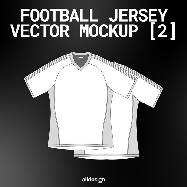 Fitted Football Soccer Jersey Vector Mockup Streetwear and Fashion Tech Pack Illustrator Technical Drawing Template Design - Digital File