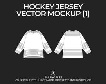 Retro Hockey Jersey Shirt Vector Mockup Streetwear and Fashion Tech Pack Illustrator Technical Drawing Template Design - Digital File