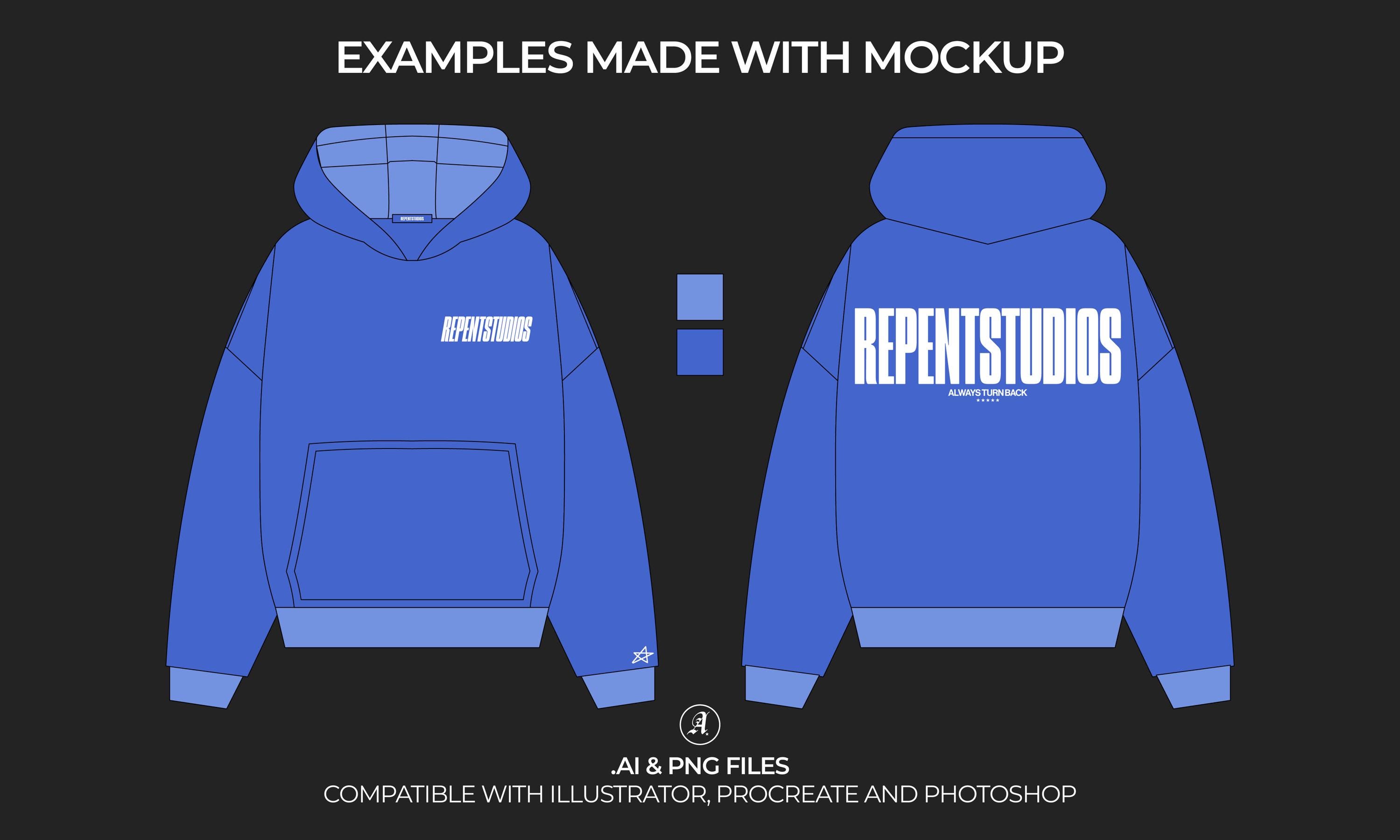 Oversized Hoodie Vector V3 Mockup Streetwear and Fashion Tech Pack Illustrator Technical Drawing Template Design Digital File Etsy Canada