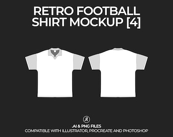 Retro Football Soccer Jersey v4 Vector Mockup Streetwear and Fashion Tech Pack Illustrator Technical Drawing Template Design - Digital File