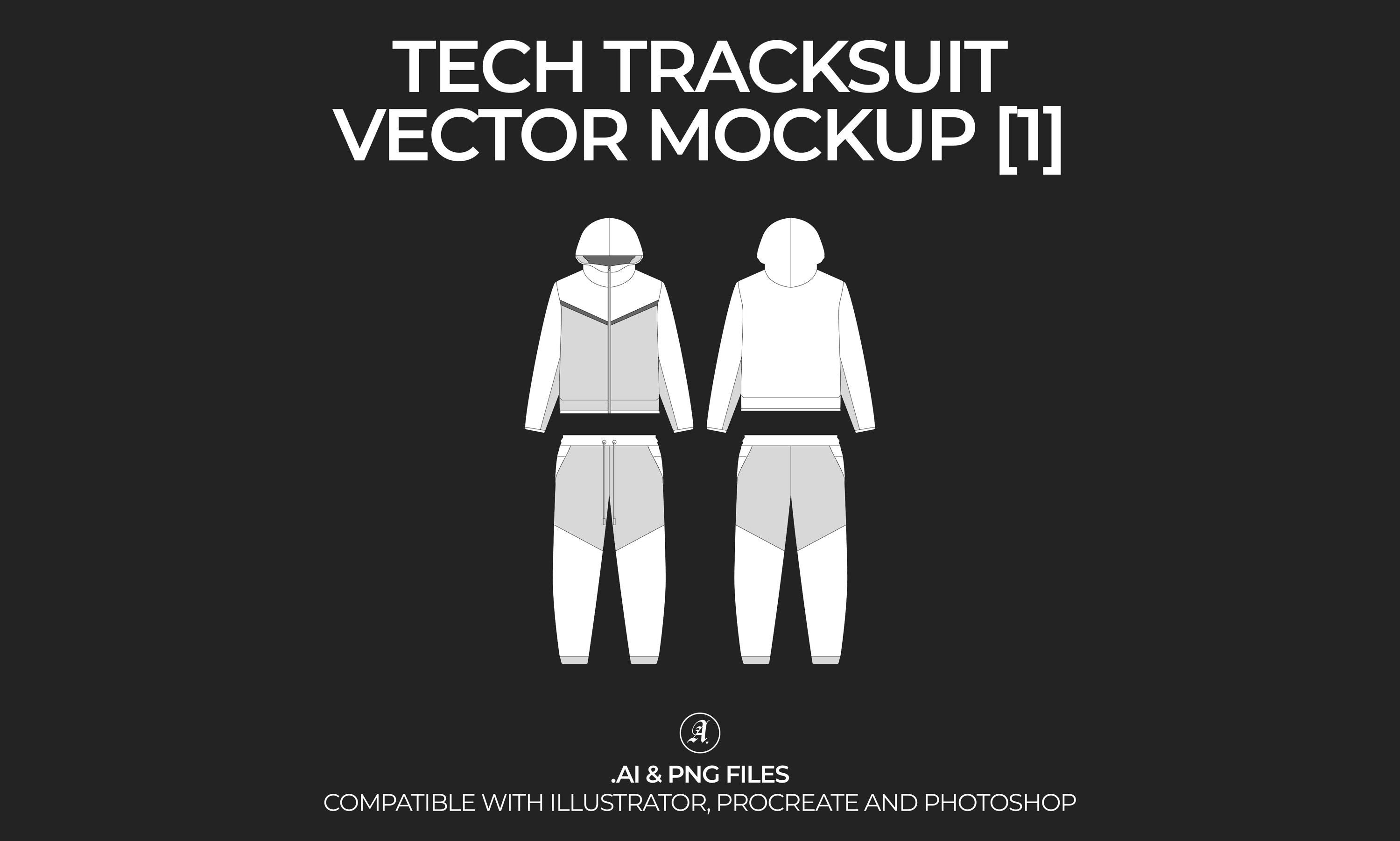 Streetwear Tracksuit Vector Mockup – Tech Pack Template (digital