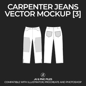 Carpenter Trouser Pants v3 Vector Mockup Streetwear and Fashion Tech Pack Illustrator Technical Drawing Template Design - Digital File