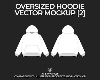 Oversized Hoodie Vector Mockup: Streetwear Fashion Tech Pack (Digital File)