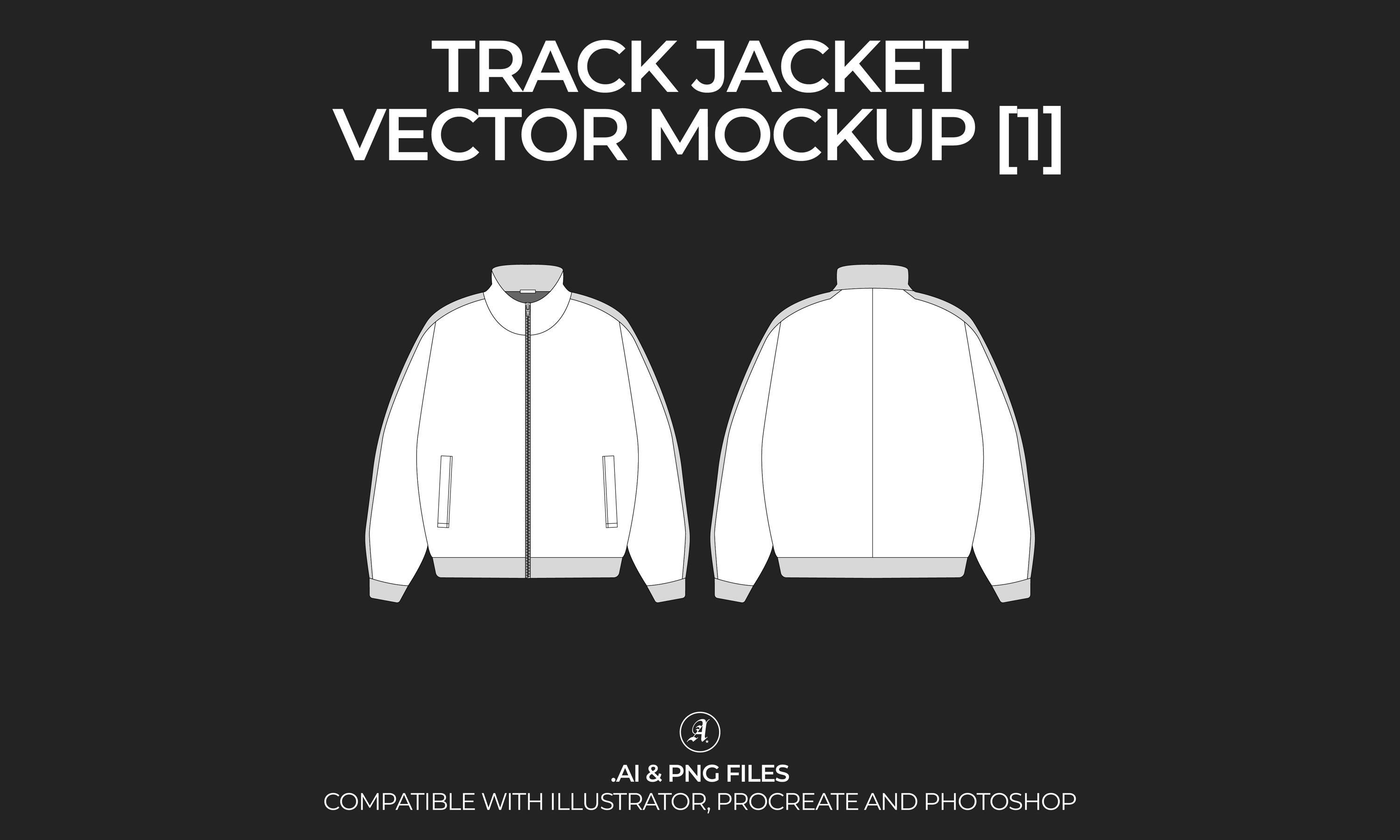Trainingsjacke Vektor Mockup Streetwear und Fashion Tech Pack Illustrator Technische Zeichnung Template Design - Digitale Datei