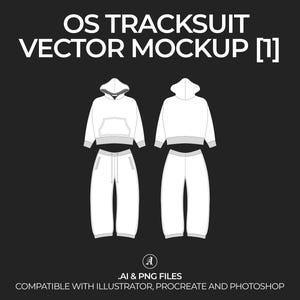 Streetwear Oversized Tracksuit Vector Mockup Streetwear and Fashion Tech Pack Illustrator Technical Drawing Template Design - Digital File