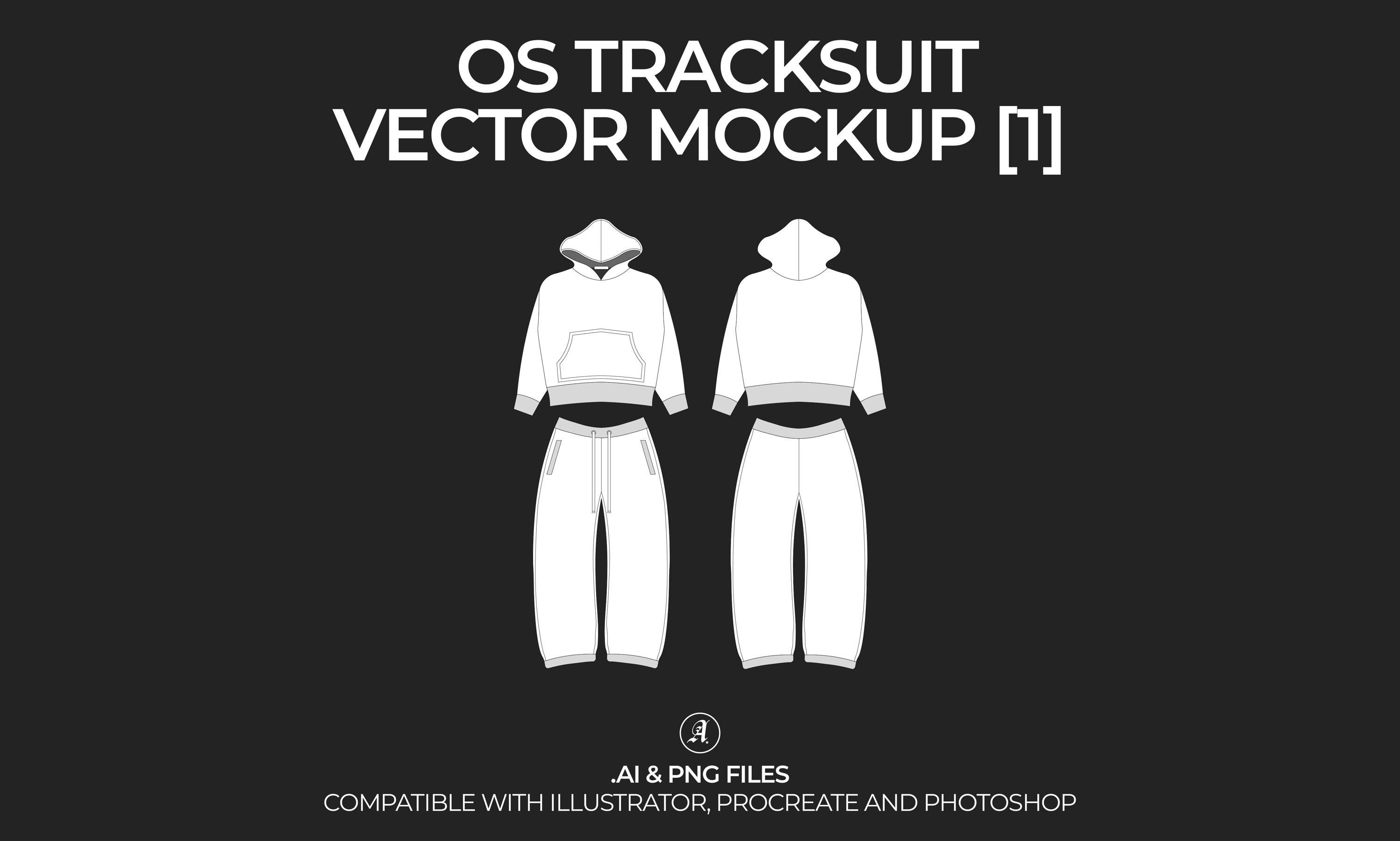 Streetwear Oversized Tracksuit Vector Mockup Streetwear and Fashion Tech Pack Illustrator Technical Drawing Template Design - Digital File