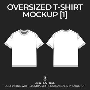 Oversized Long Sleeved T-Shirt Vector Mockup Streetwear and Fashion Tech Pack Illustrator Technical Drawing Template Design - Digital File