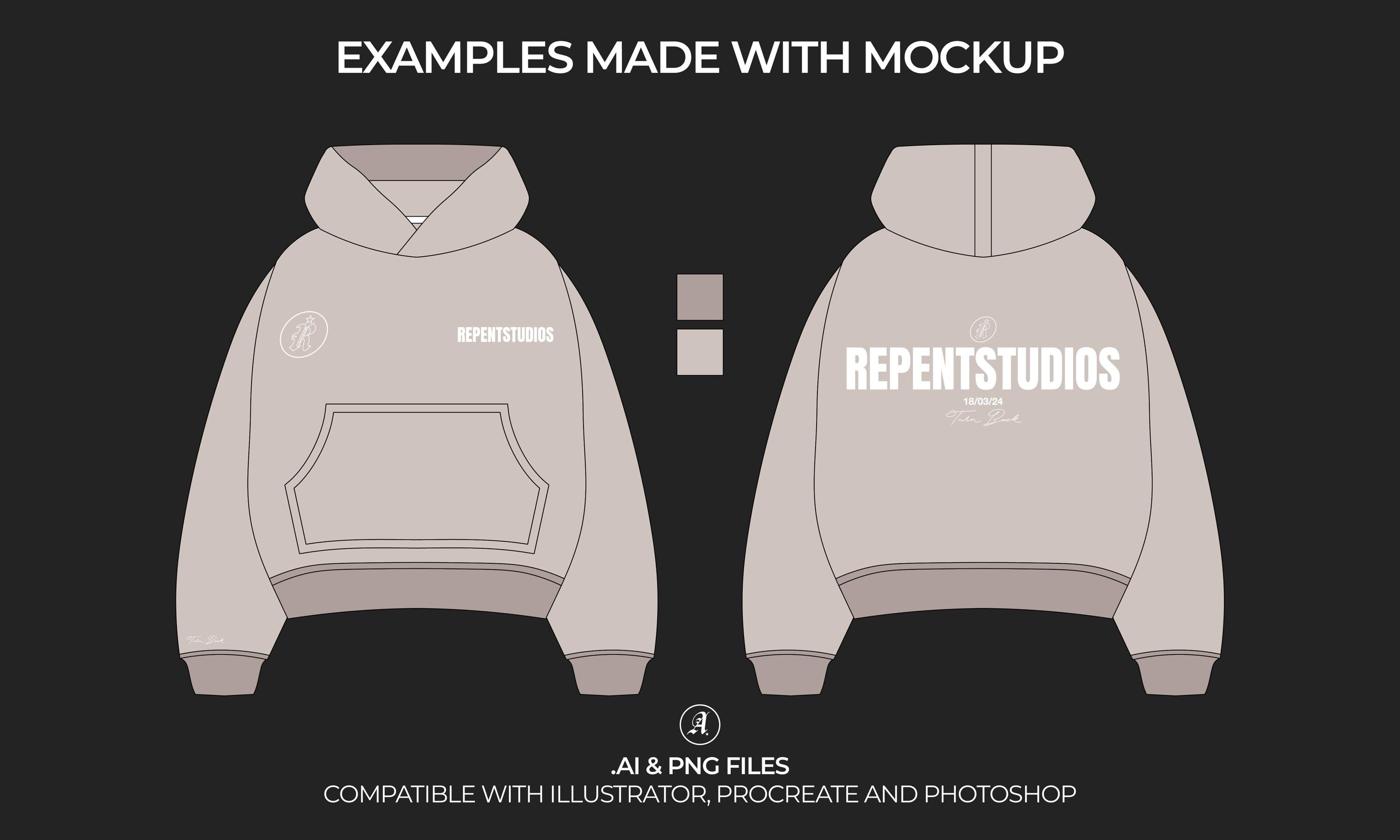 Cropped Fit Oversized Hoodie Vector Mockup Streetwear and