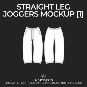 Straight Leg Joggers Vector Mockup: Fashion Tech Pack (Digital File)