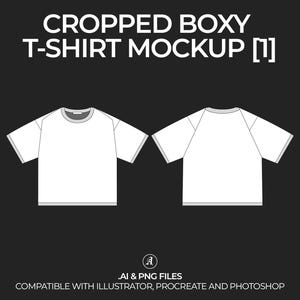 Cropped Boxy T-Shirt Vector Mockup: Fashion Tech Pack (Digital File)