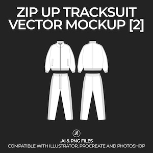 Streetwear Zip-Up Tracksuit Vector Mockup: Fashion Tech Pack (Digital File)