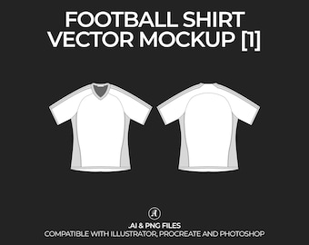 Football Soccer Jersey Vector Mockup Streetwear and Fashion Tech Pack Illustrator Technical Drawing Template Design - Digital File