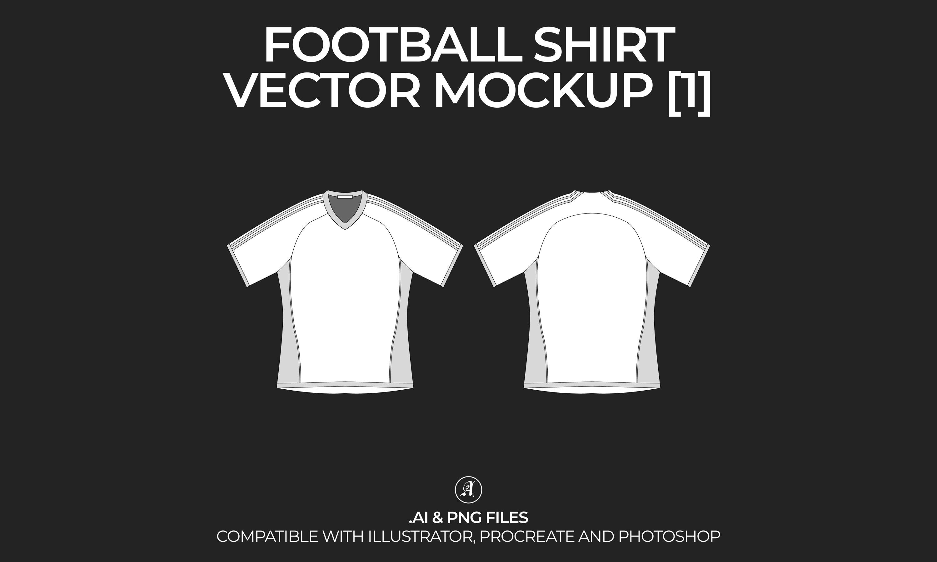 Football Soccer Jersey Vector Mockup Streetwear and Fashion Tech Pack Illustrator Technical Drawing Template Design - Digital File