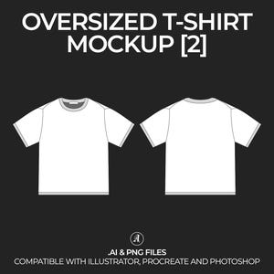 Modello vettoriale di maglietta oversize Streetwear e Fashion Tech Pack Illustrator Modello di disegno tecnico Design - File digitale
