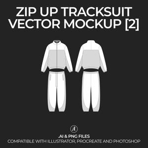 Streetwear trainingspak met rits v2 Vector mockup Streetwear en Fashion Tech Pack Illustrator Technische tekening Sjabloonontwerp - digitaal bestand