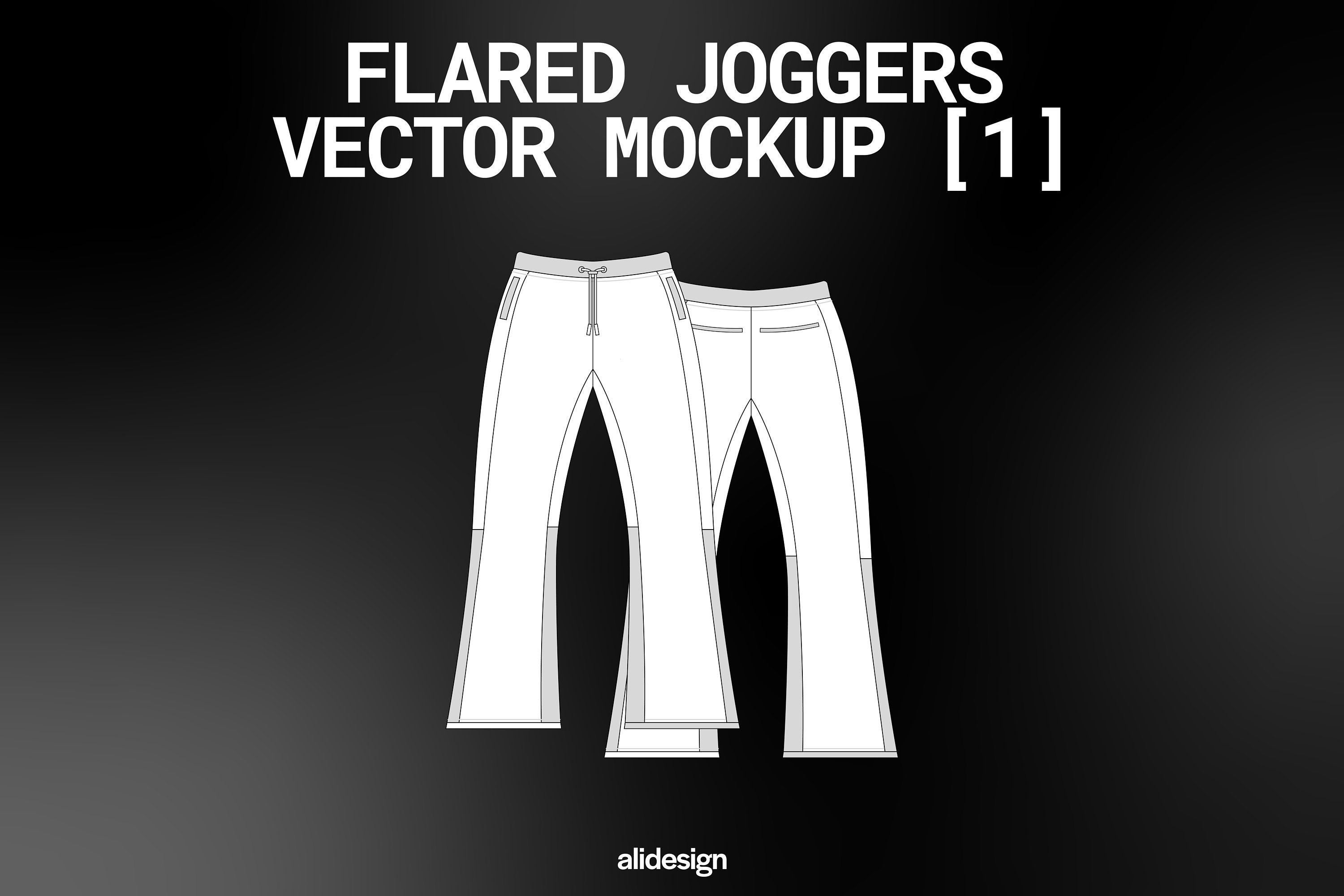 Streetwear Flared Joggers Vector Mockup Streetwear and Fashion Tech Pack  Illustrator Technical Drawing Template Design Digital File 