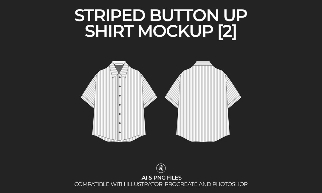 Striped Button up Shirt Vector Mockup – Fashion Tech Pack (digital File ...