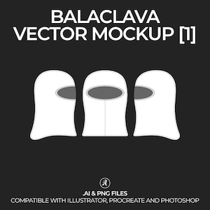 Streetwear Balaclava Vector Mockup Streetwear and Fashion Tech Pack Illustrator Technical Drawing Template Design - Digital File
