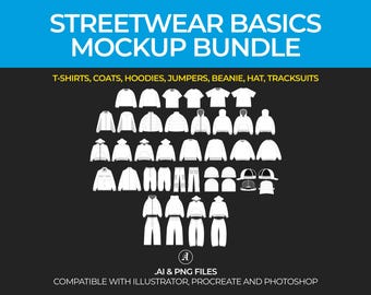 Streetwear Basics Vector Mockup Pack (AI & PNG Files)