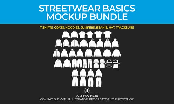 Streetwear Basics Vector Mockup Pack (AI & PNG Files)